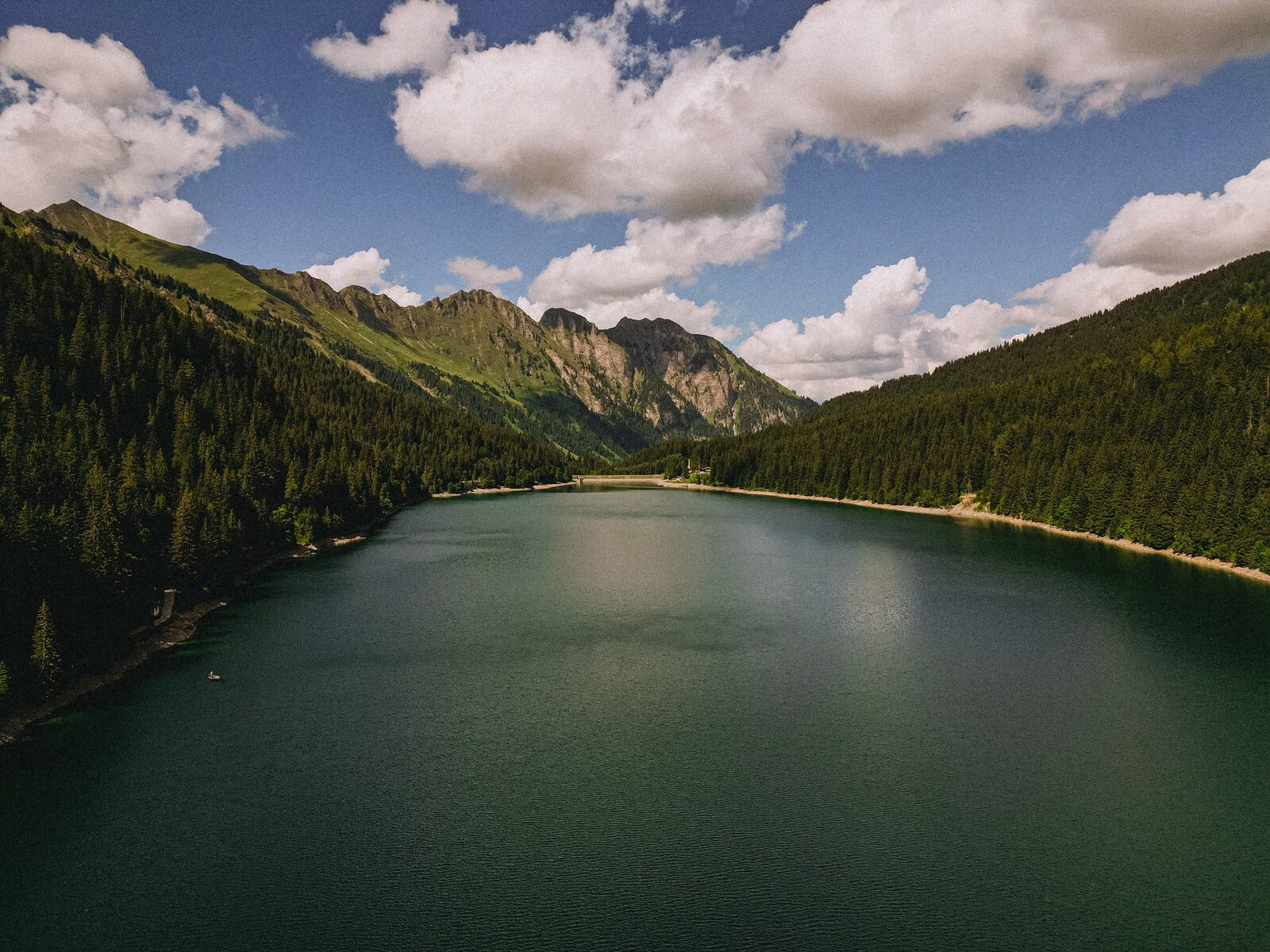 Aerial view of the mountain lake