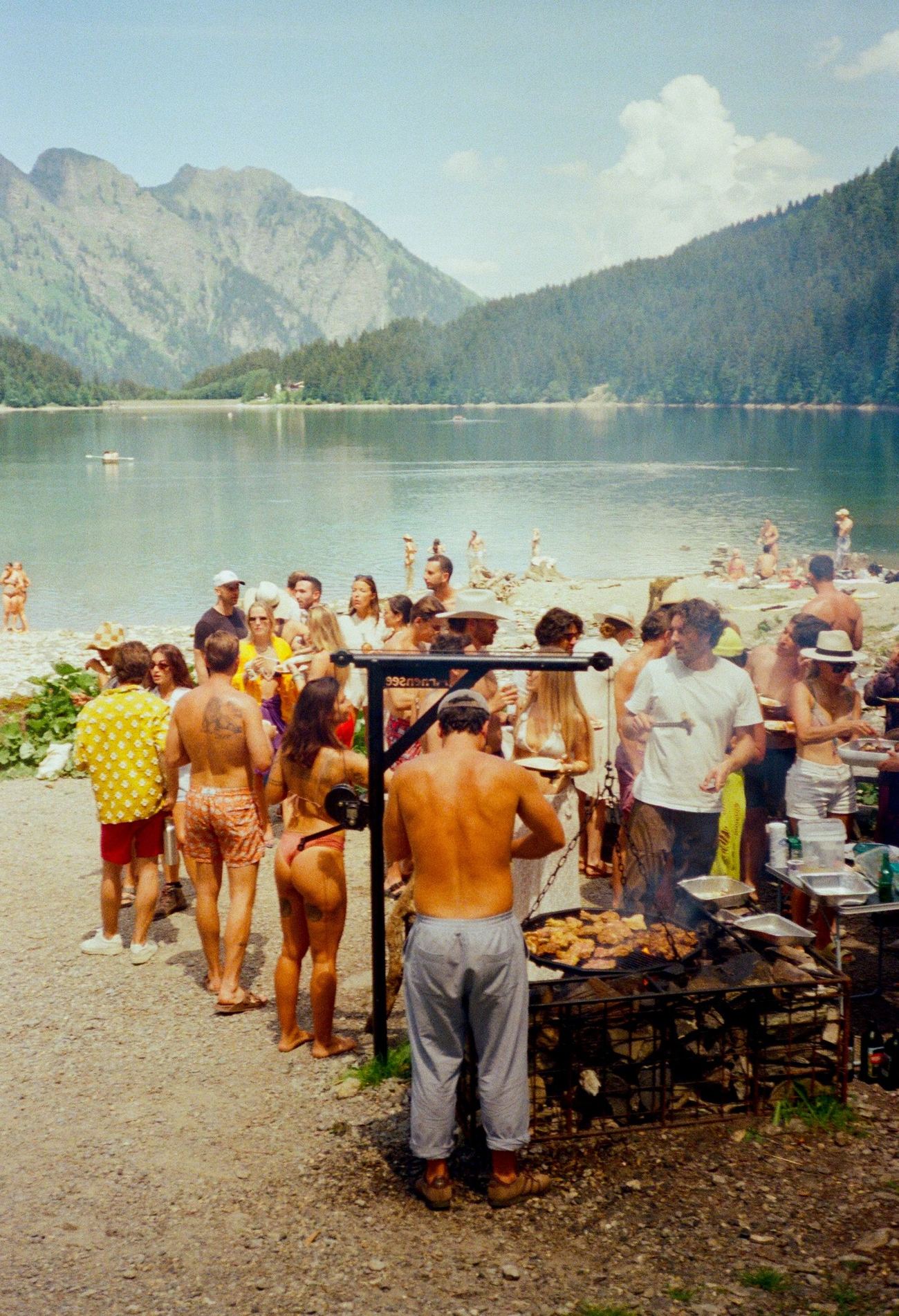 Grill by the lake with friends